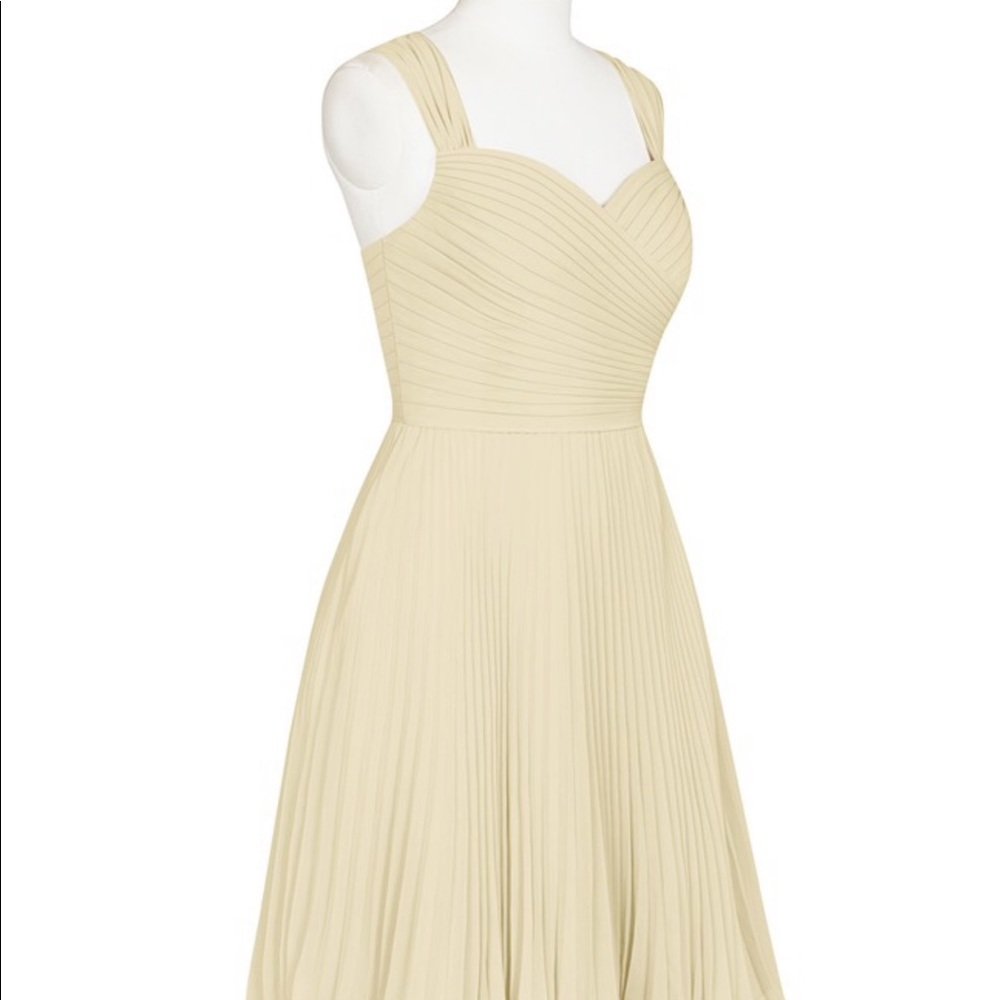 CHAMPAGNE BRIDESMAID DRESS - knee length azazie